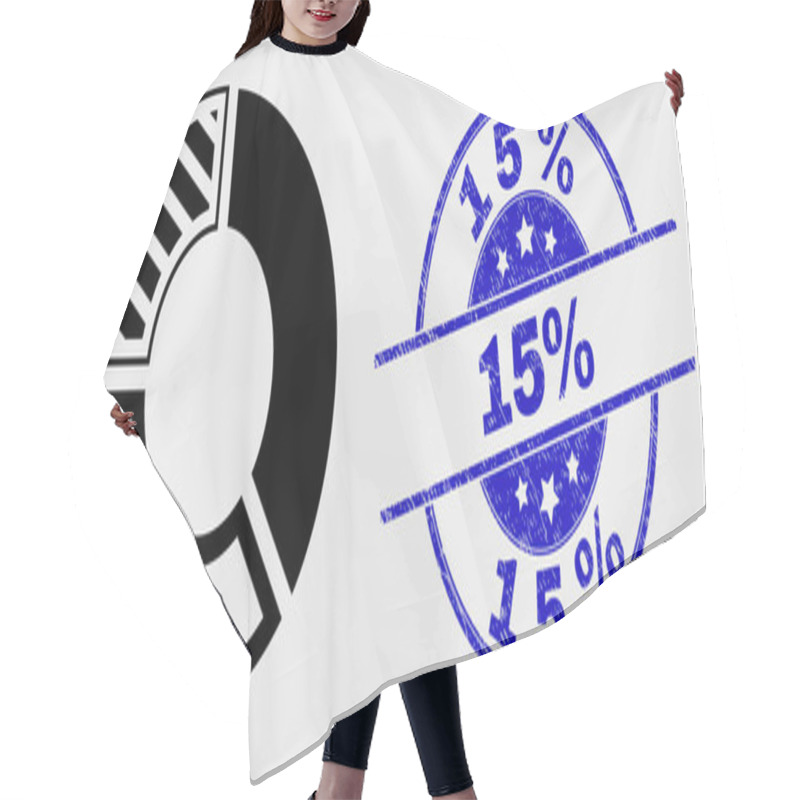 Personality  Vector Pie Chart Icon And Distress 15 Percent Seal Hair Cutting Cape