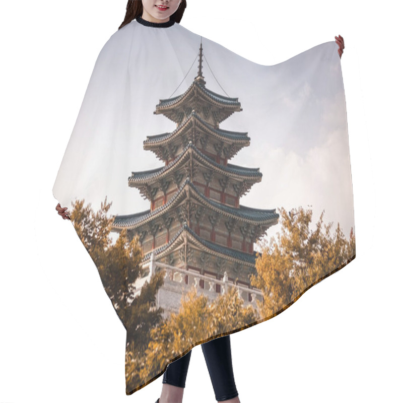 Personality  Pagoda Building Of The National Folk Museum Of Korea In Seoul South Korea Hair Cutting Cape