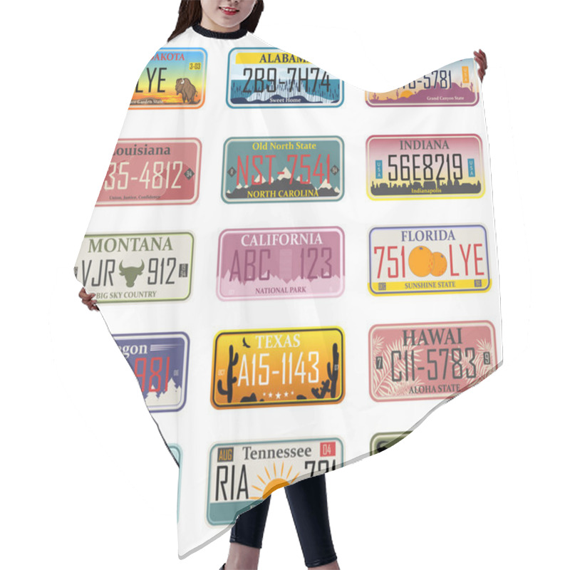 Personality  Car Number Plates Vector Hair Cutting Cape