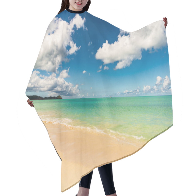 Personality  Caribbean Beach With White Sand, Deep Blue Sky And Turquoise Water Hair Cutting Cape