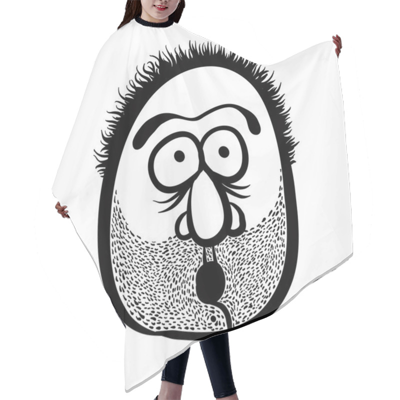 Personality  Funny Cartoon Face With Stubble, Black And White Lines Vector Il Hair Cutting Cape