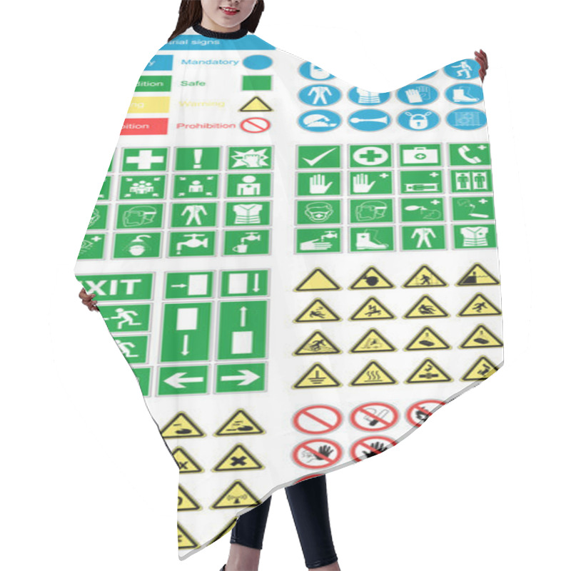 Personality  Hazard Warning, Health & Safety And Public Information Signs Vector Set Hair Cutting Cape