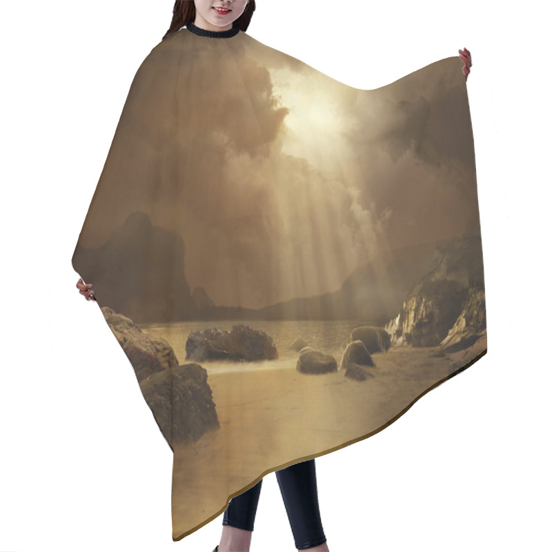 Personality  Fantastic Beach In Sepia Hair Cutting Cape