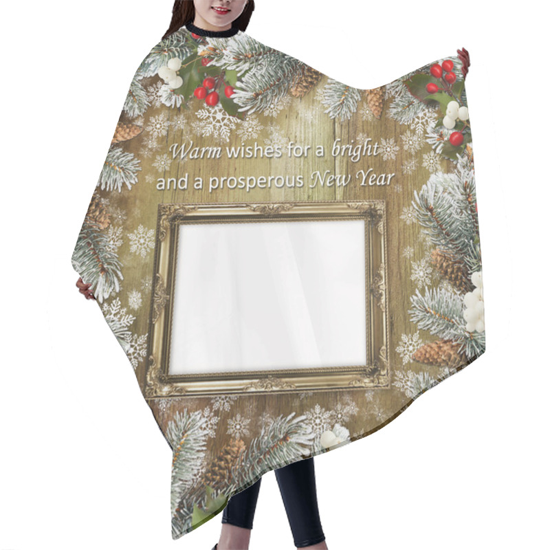 Personality  Christmas Greeting Card With Frame Hair Cutting Cape