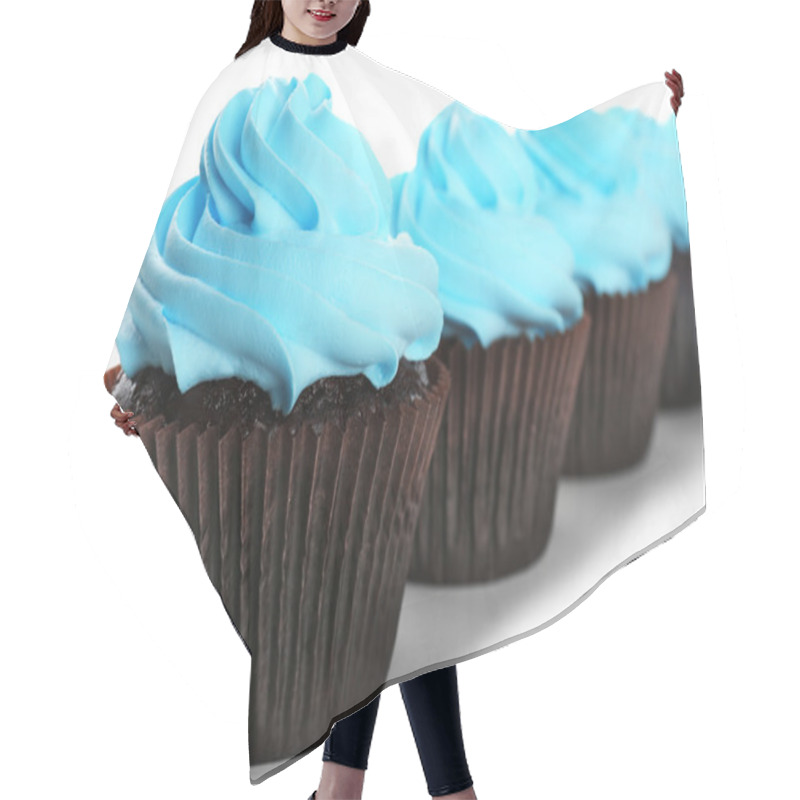 Personality  Delicious Cupcakes Isolated On White Background Hair Cutting Cape