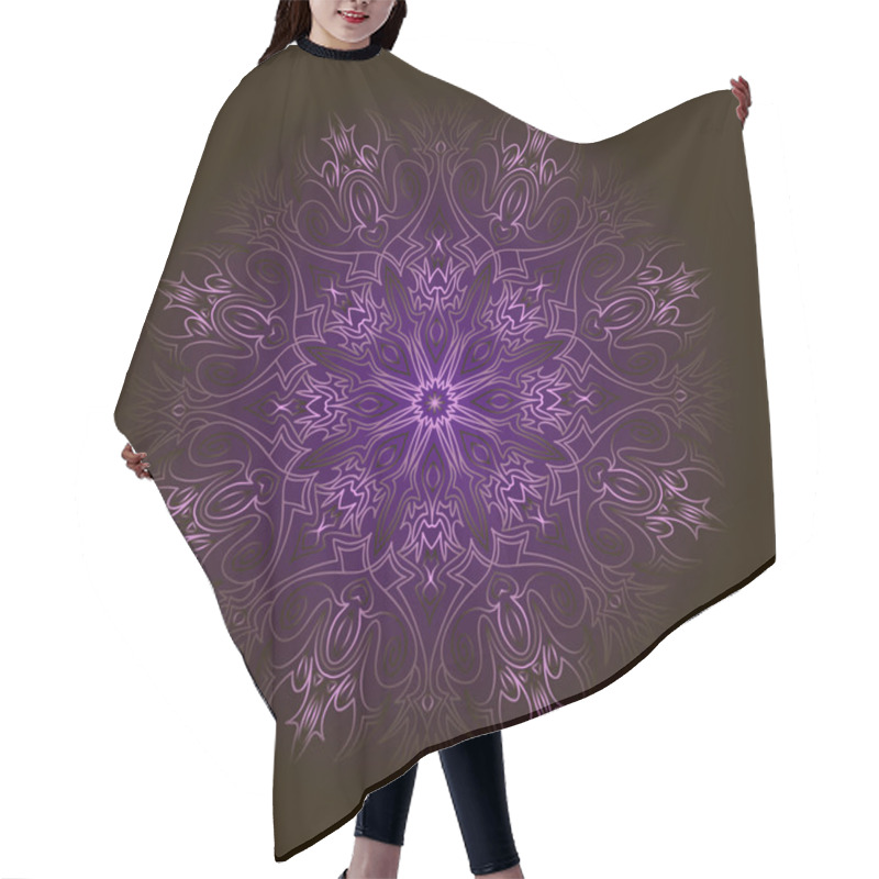 Personality  Purple Circular Pattern With Transparent Edge Over Black Backgro Hair Cutting Cape