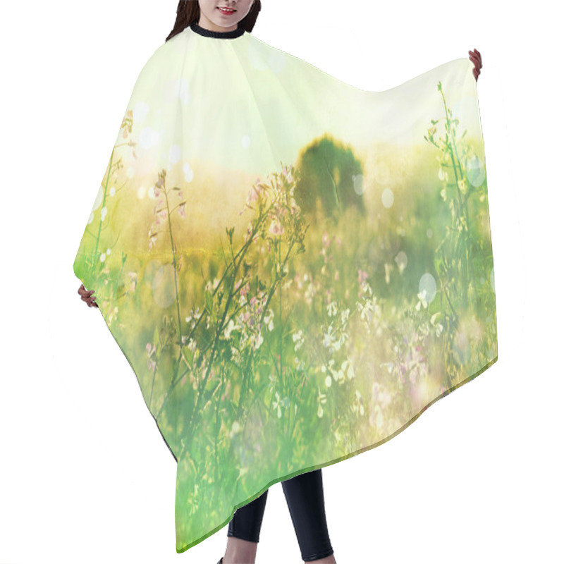 Personality  Flowers On Meadow. Summer Background Hair Cutting Cape