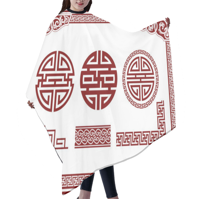 Personality  Vector Set Of Oriental Chinese Design Elements Hair Cutting Cape