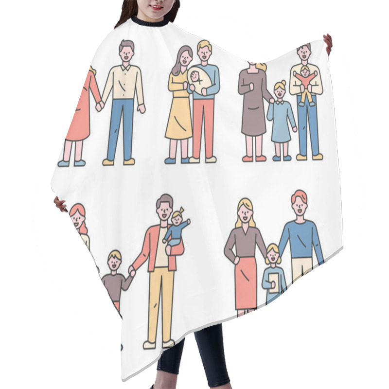 Personality  Background With Family, Persons Different Ages, Family Concept  Hair Cutting Cape