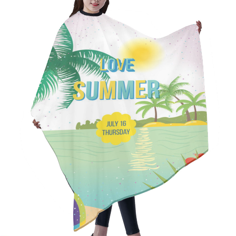 Personality  Summer Beach Party Flyer Hair Cutting Cape