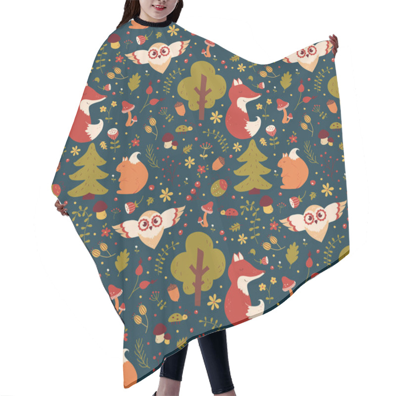 Personality  Forest Seamless Pattern. Hair Cutting Cape