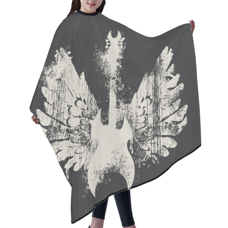 Personality  Illustration With An Electric Guitar And Wings Hair Cutting Cape