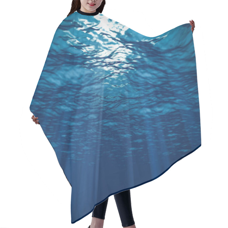 Personality  3D Illustration Rendering Underwater Of Ocean Waves. Hair Cutting Cape