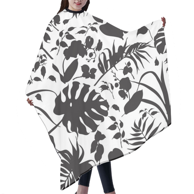 Personality  Silhouette Tropical Plants Seamless Background. Hair Cutting Cape