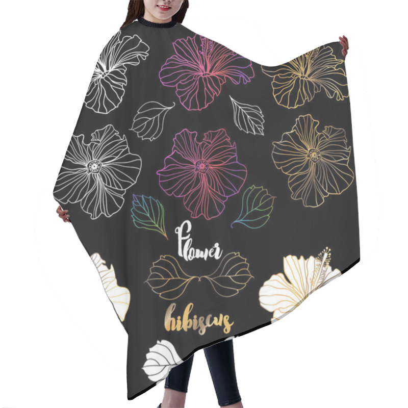 Personality  Vector Elegant Decorative Hibiscus Flowers, Design Elements Hair Cutting Cape