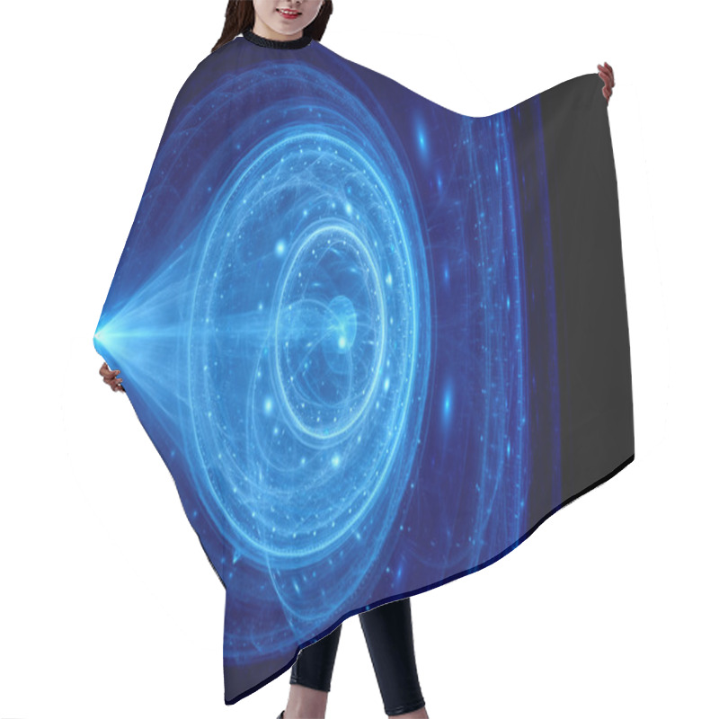 Personality  Blue Glowing Jump Gate In Space Hair Cutting Cape