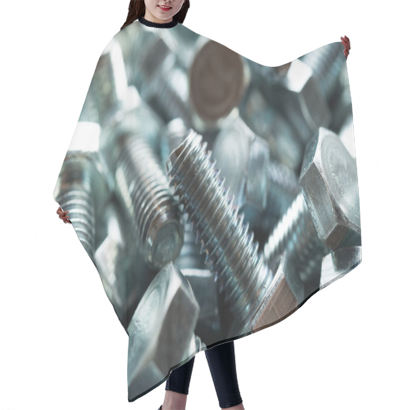 Personality  Metal Nuts And Bolts Hair Cutting Cape