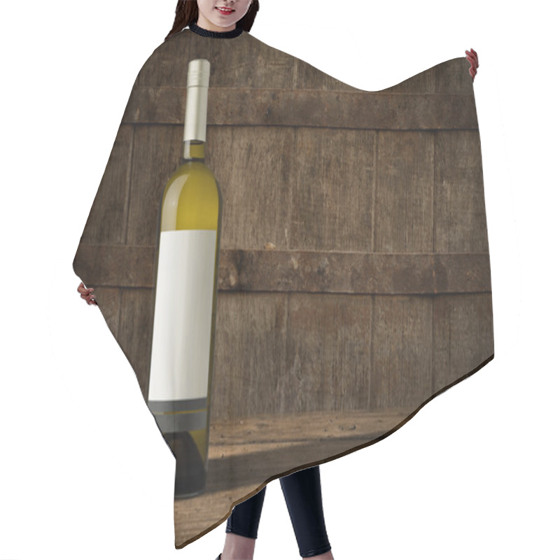 Personality  Still Life With Wine Bottles, Glasses And Oak Barrels. Hair Cutting Cape