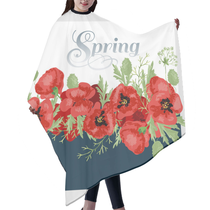 Personality  Spring Background With Poppies Hair Cutting Cape