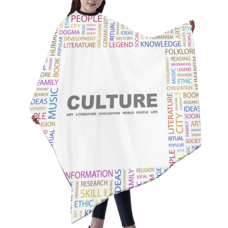 Personality  CULTURE. Word Collage On White Background Hair Cutting Cape