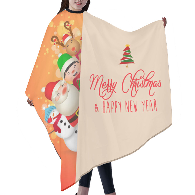 Personality  Christmas Cute Animals Character. Merry Christmas Calligraphy Lettering Design. Creative Typography For Holiday Greeting Hair Cutting Cape