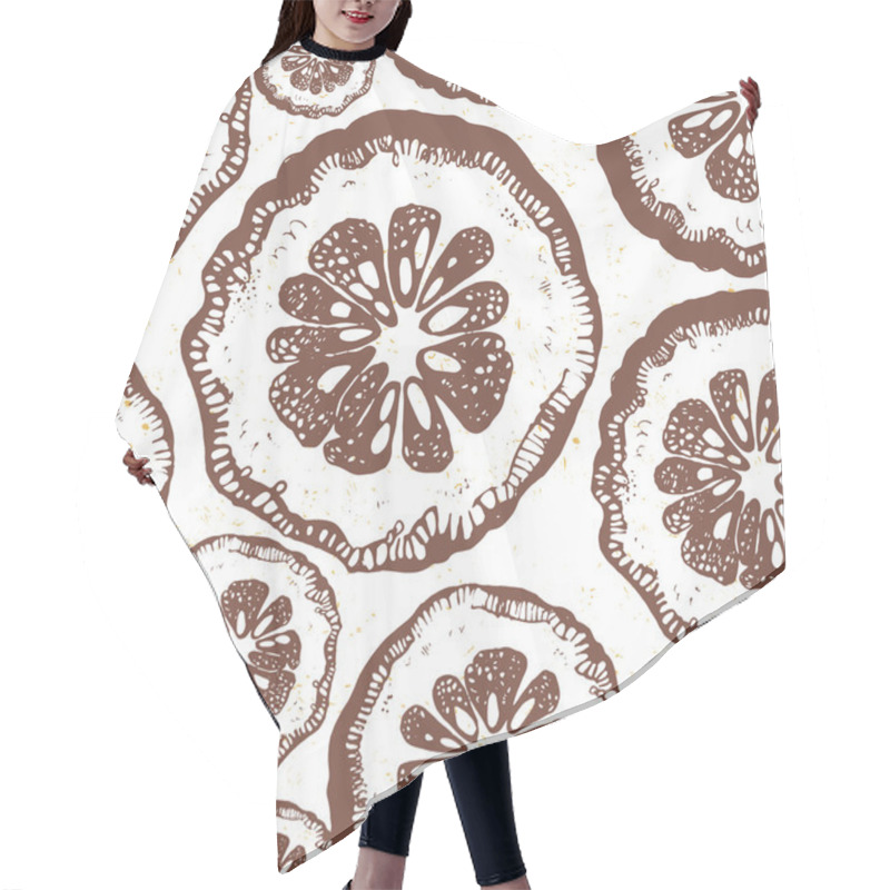 Personality  Citrus Seamless Background. Black And White Pattern. Hair Cutting Cape