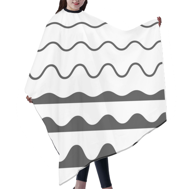 Personality  Seamless Wave And Zigzag Pattern Set On White Background. Vector Hair Cutting Cape