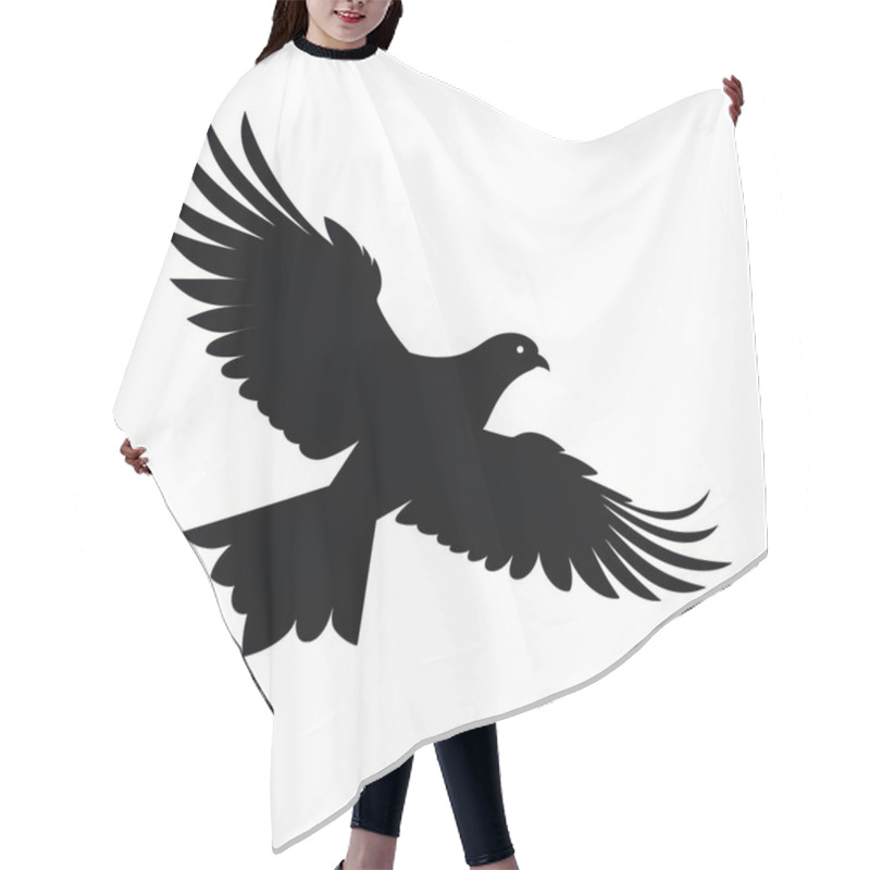 Personality  Silhouette Of A Soaring Bird With Spread Wings Against A White Background. Hair Cutting Cape