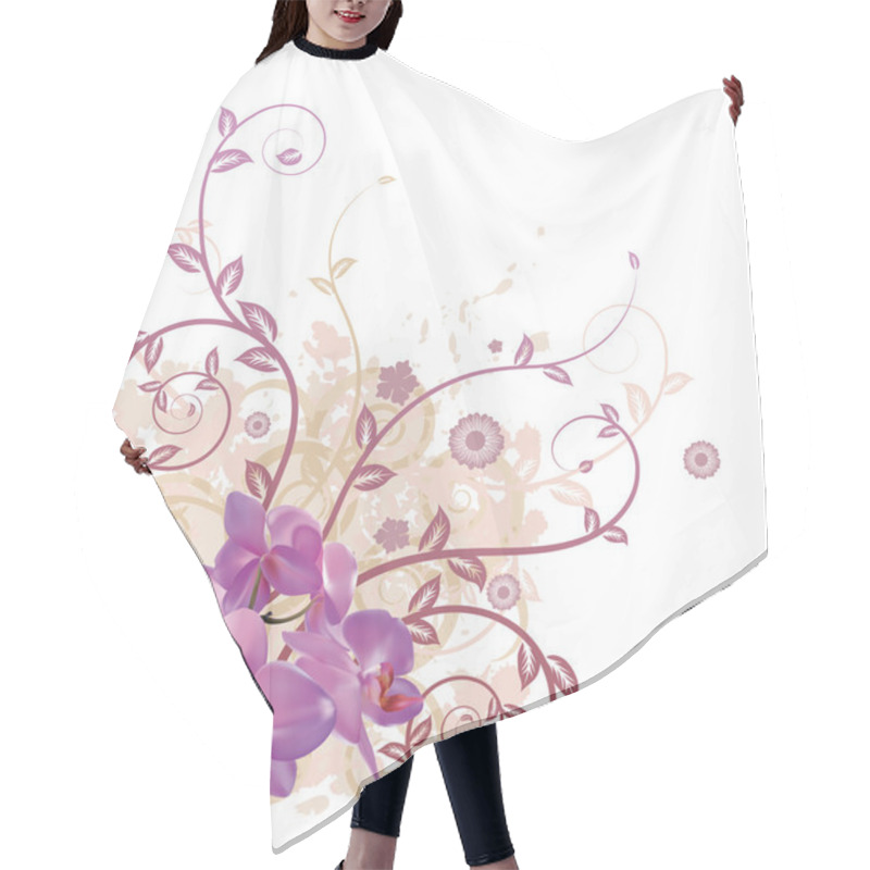 Personality  Cool Orchid Floral Background Hair Cutting Cape