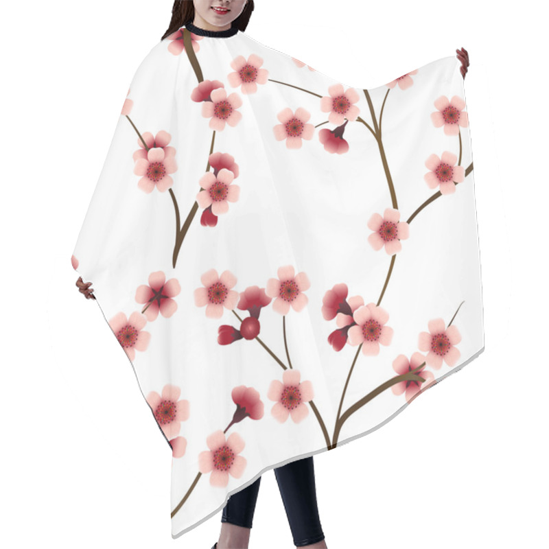 Personality  Seamless Pattern With Pink Cherry Flowers Hair Cutting Cape