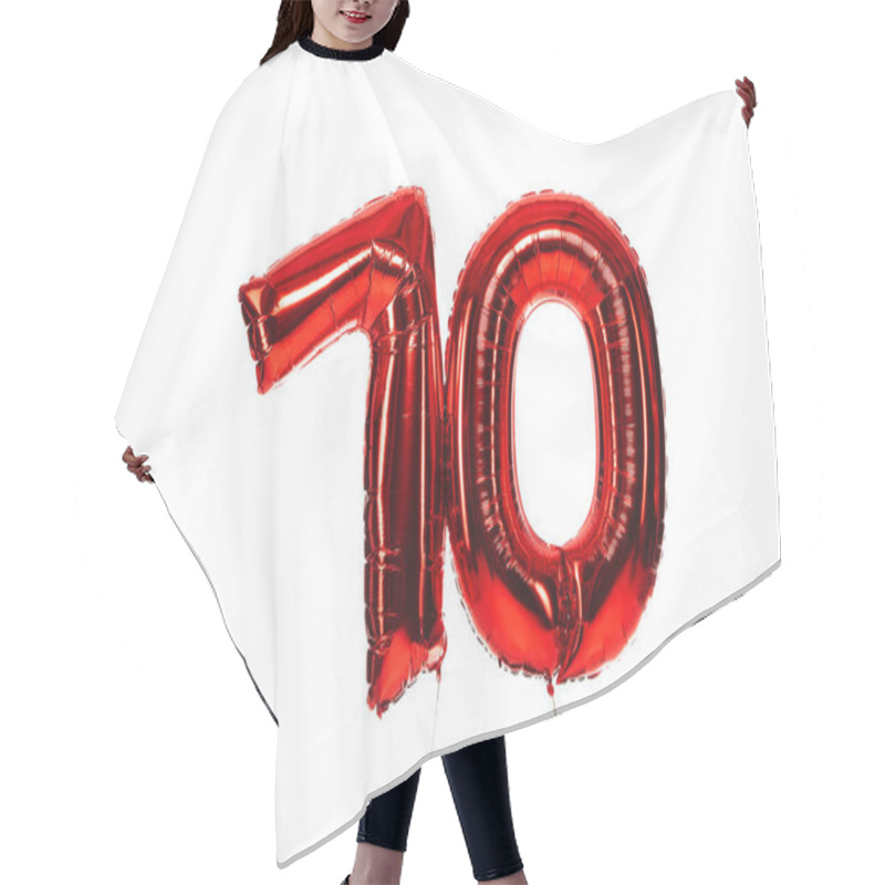 Personality  Number 70 Red Balloons Isolated On White Hair Cutting Cape