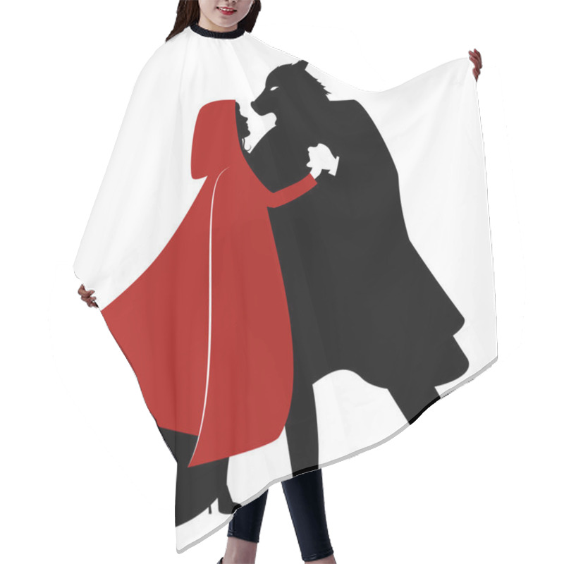 Personality  Silhouettes Of Little Red Riding Hood And The Wolf Dancing Isolated Hair Cutting Cape