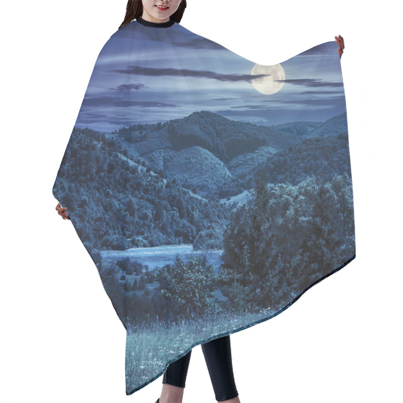 Personality  Pine Trees Near Meadow In Mountains At Night Hair Cutting Cape