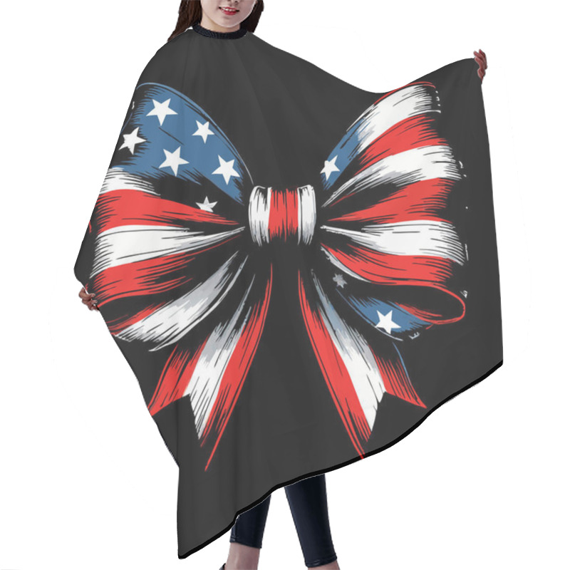 Personality  American Flag Bow Vector Design  Patriotic Stars And Stripes Ribbon Illustration Hair Cutting Cape