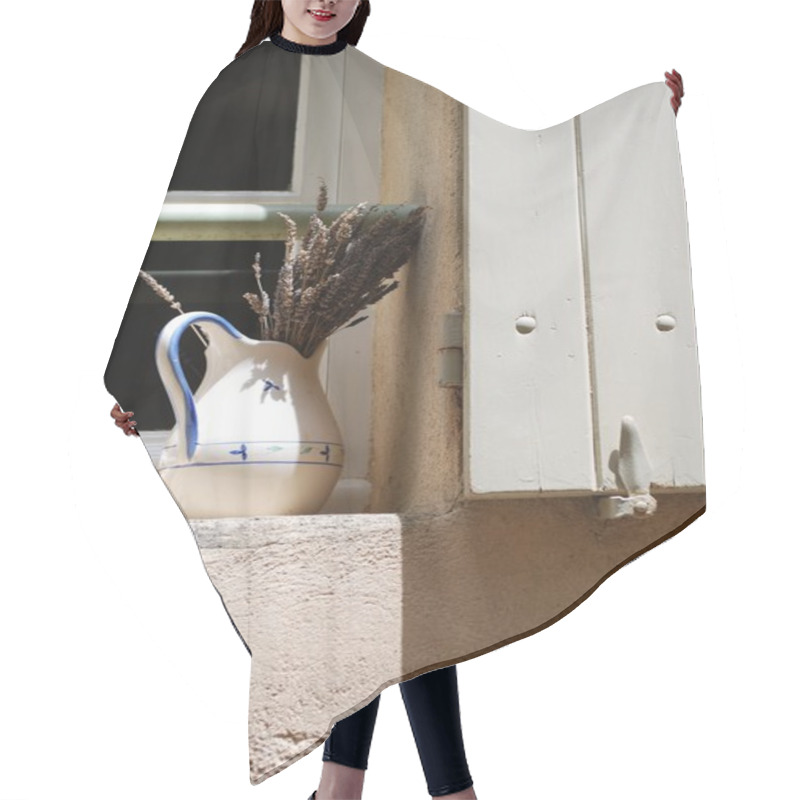 Personality  Window With Carafe And Lavender Hair Cutting Cape