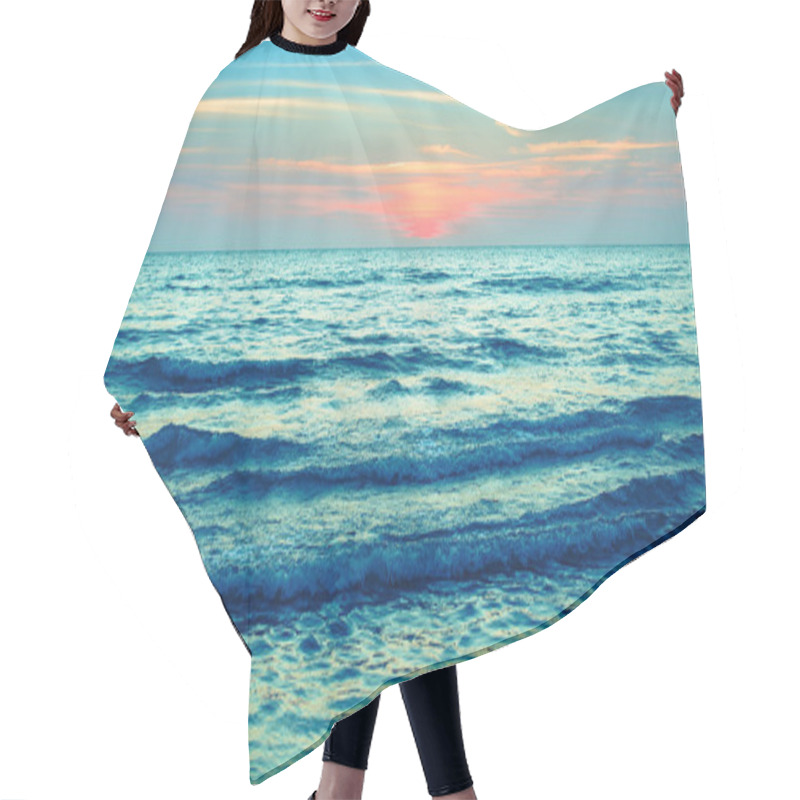 Personality  Sea Waves At Sunset Hair Cutting Cape