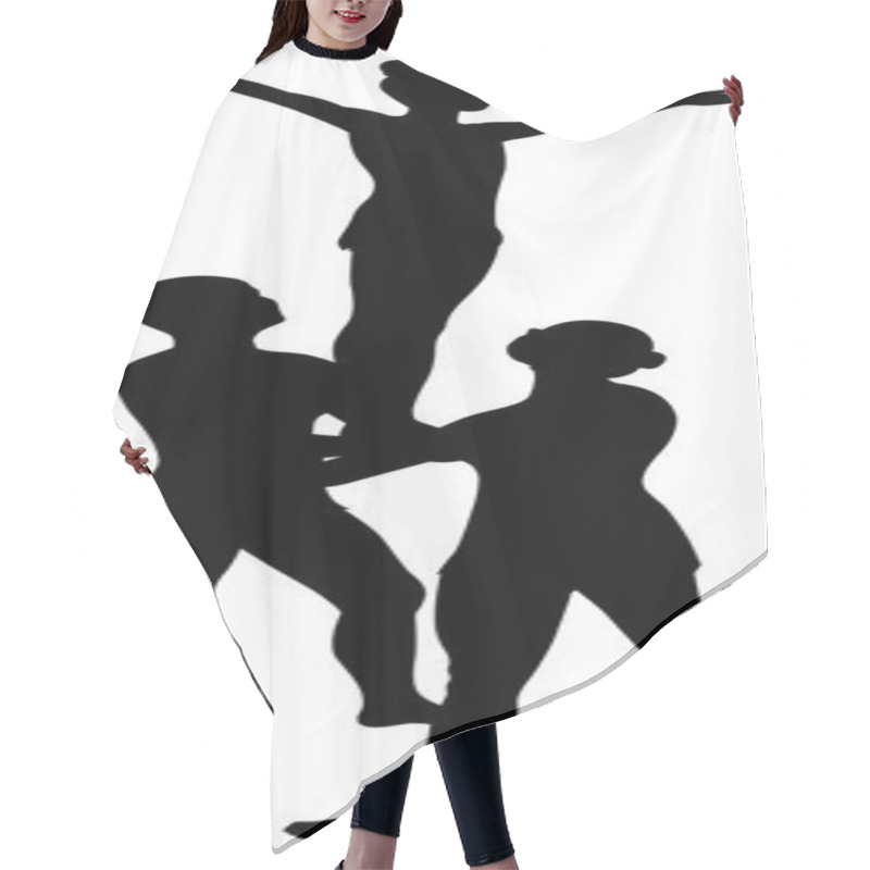 Personality  Acrobatic Stunt. Gymnasts Acrobats Vector Black Silhouette. Gymnasts Acrobats Vector Hair Cutting Cape