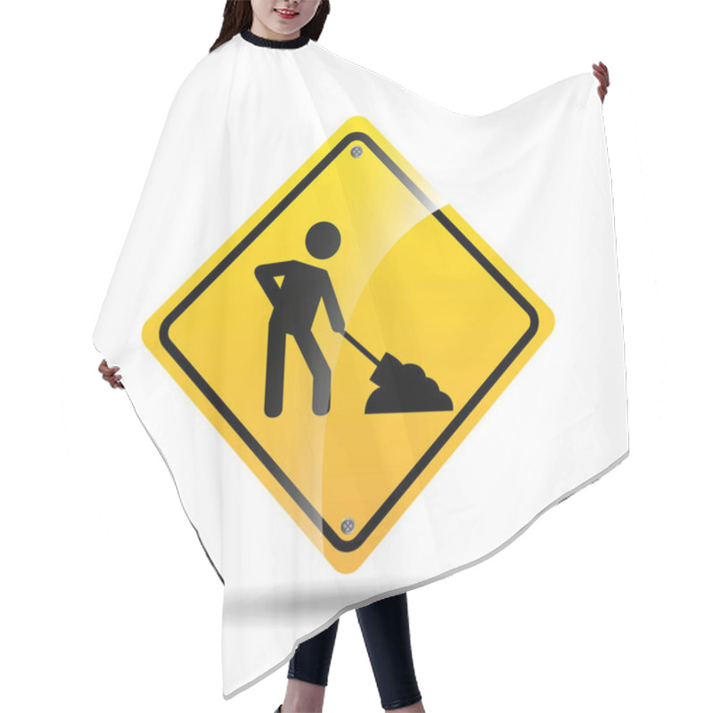 Personality  Road Sign Under Construction Design Icon Hair Cutting Cape