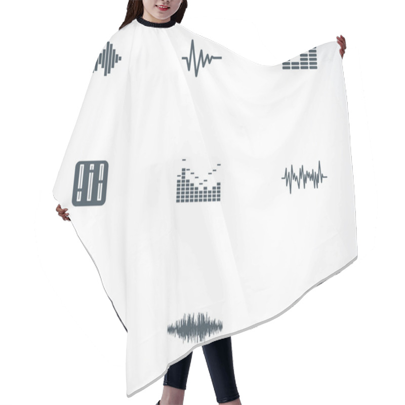 Personality  Vector Black Music Soundwave Icons Set Hair Cutting Cape