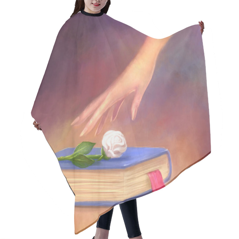 Personality  Bright Art Illustration. Book With Rose And Hand. Fairy Tales, Studying And Reading Books, Love Of Books, Books Novels Hair Cutting Cape