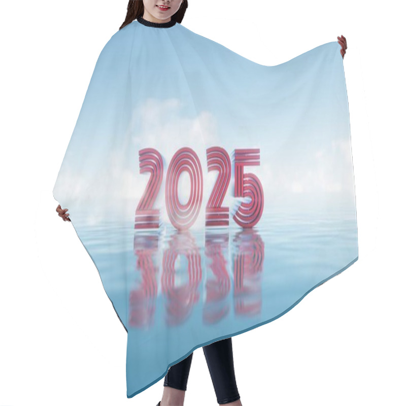 Personality  2025 Floating Typography With Water Reflection And Blue Sky Hair Cutting Cape