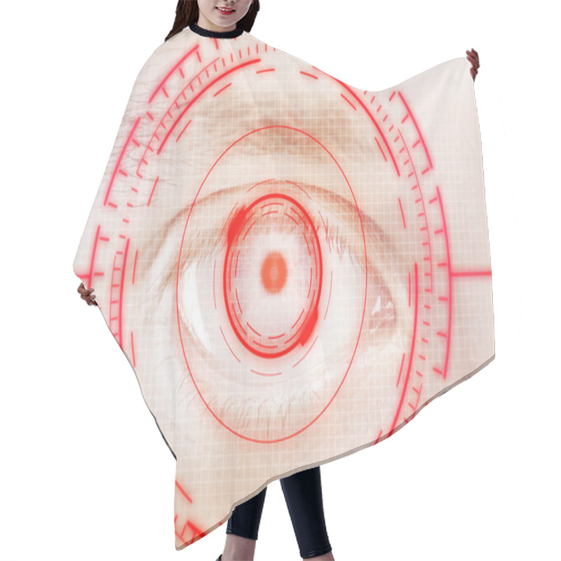 Personality  Eye With Red Interface Hair Cutting Cape