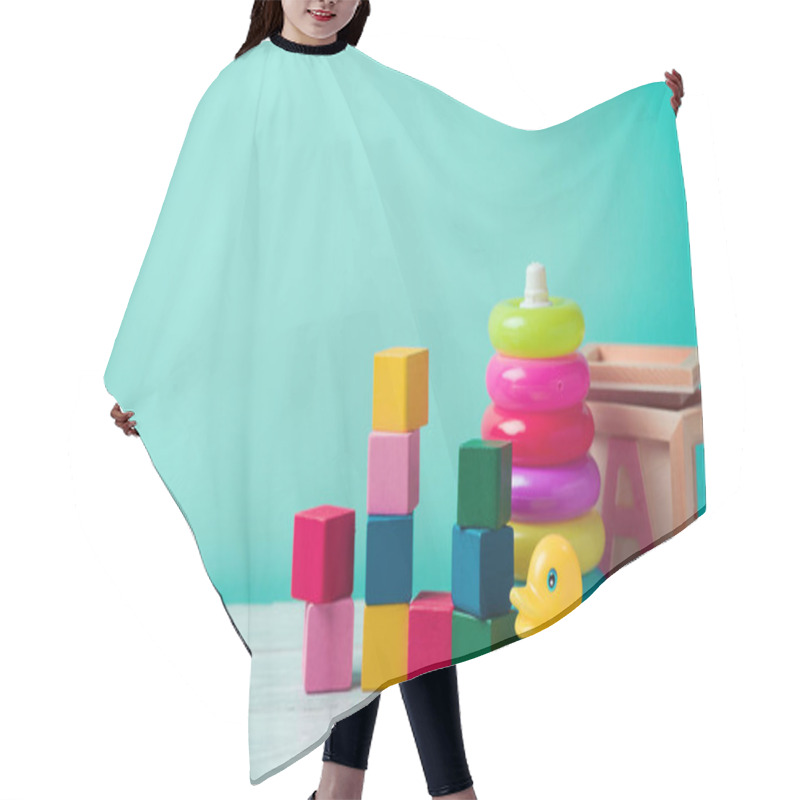 Personality  Baby Toys On Wooden Table Hair Cutting Cape