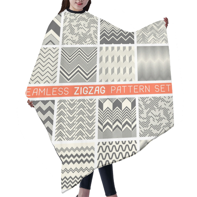 Personality  Seamless Zig Zag Pattern Set. Chevron Grapic Print Design Hair Cutting Cape