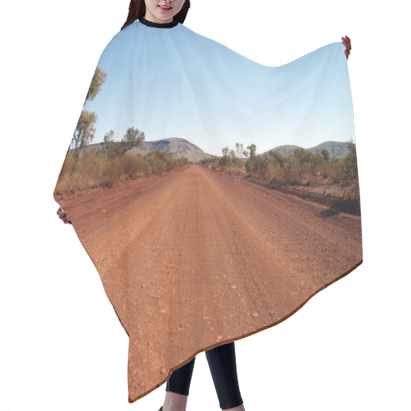 Personality  Street In The Australian Desert, Road Traffic In The Outback Hair Cutting Cape