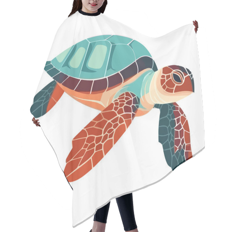 Personality  Cute Sea Turtle Swimming In Tropical Reef Icon Isolated Hair Cutting Cape