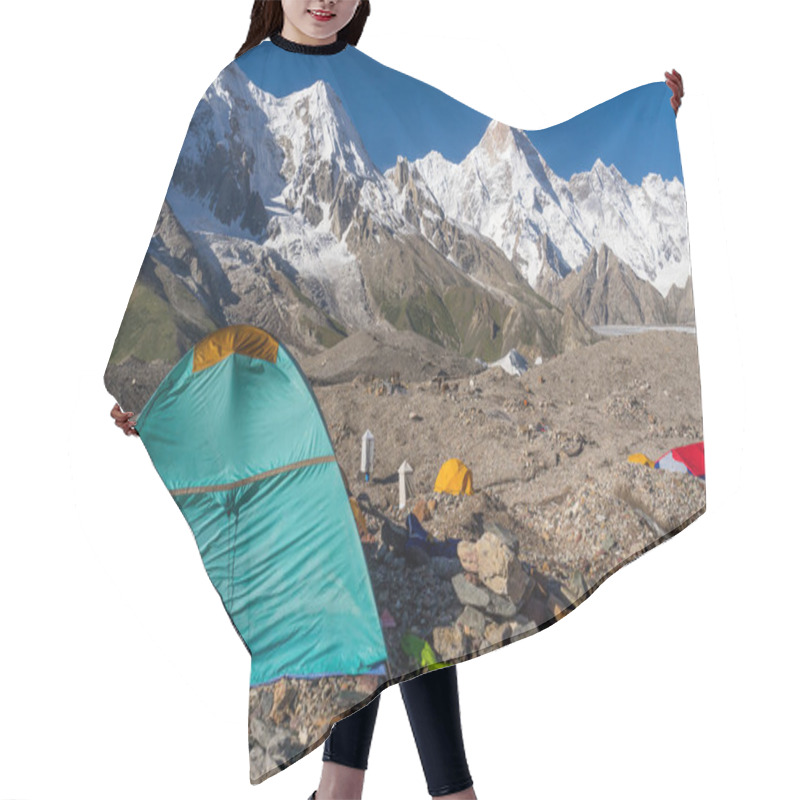 Personality  Camp Site At Goro II With Masherbrum Peak, K2 Trek, Pakistan Hair Cutting Cape