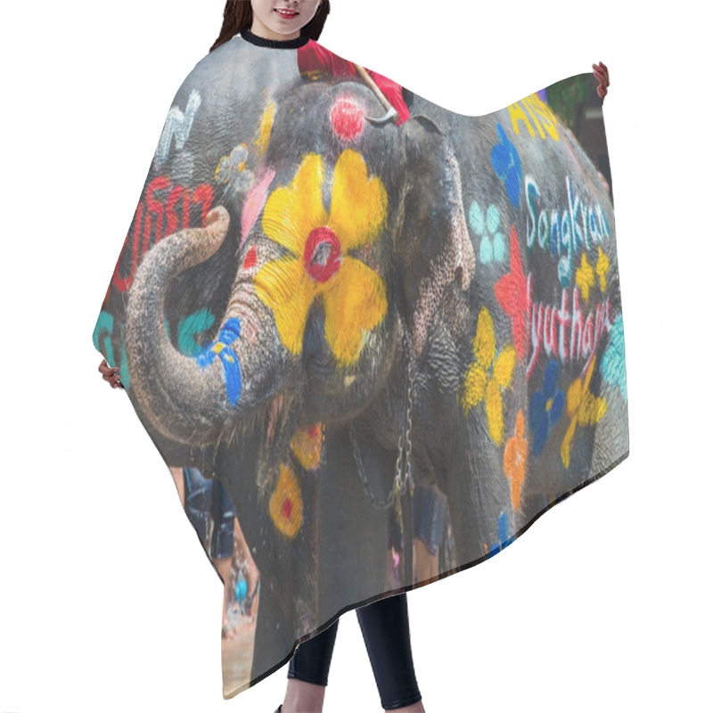 Personality  Elephants Join In The Songkran Festival Hair Cutting Cape