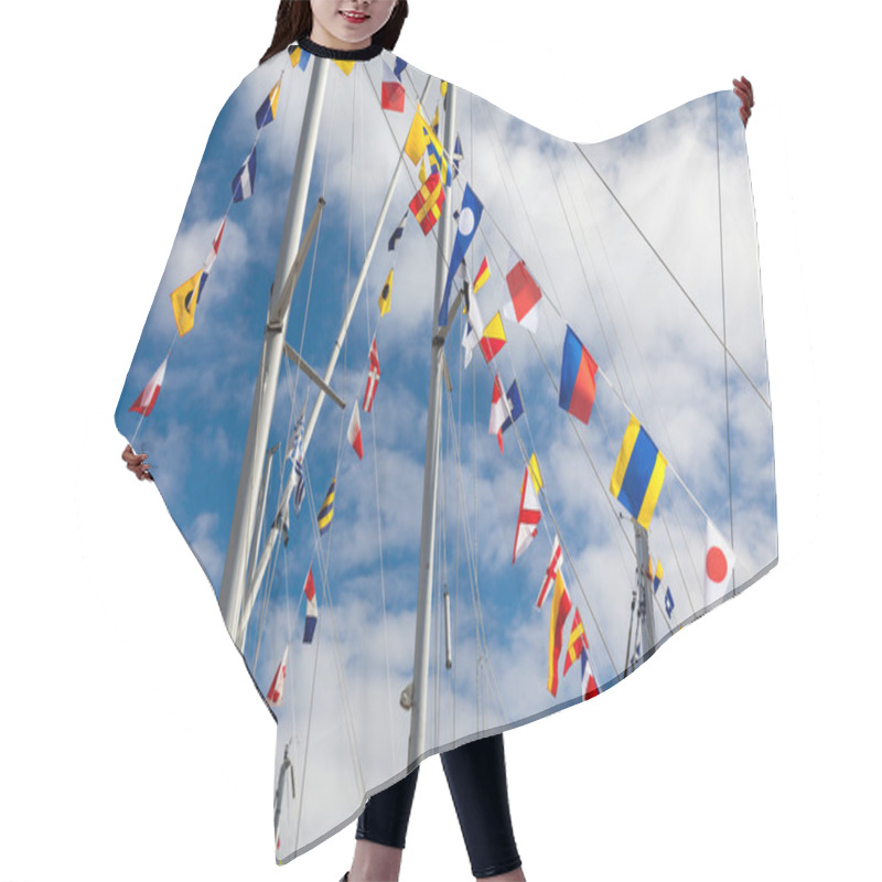 Personality  Colourful Signal Flags On A Sailing Boat Hair Cutting Cape