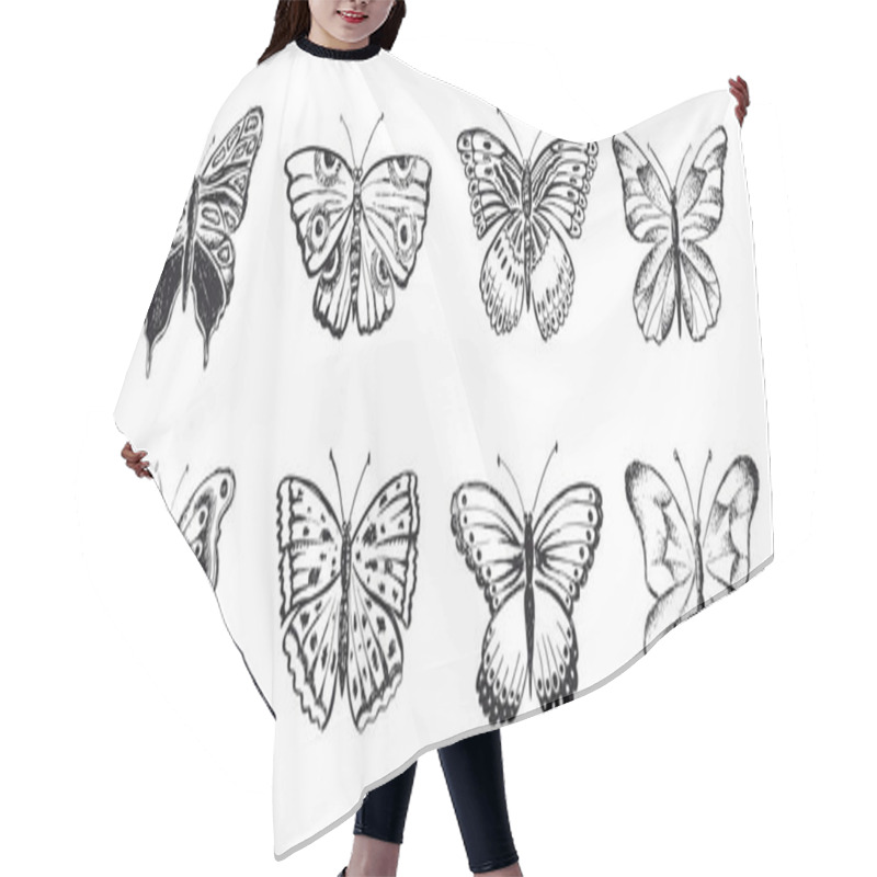 Personality  Butterfly Hand Drawn Vector Illustrations Hair Cutting Cape